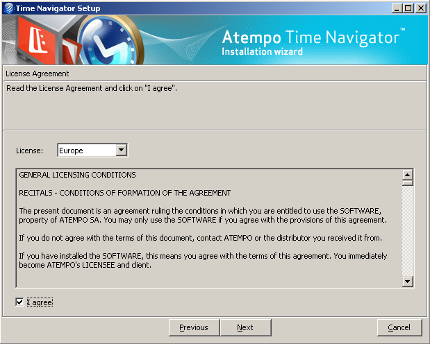 Accettare la licenza - Time Navigator 4.2