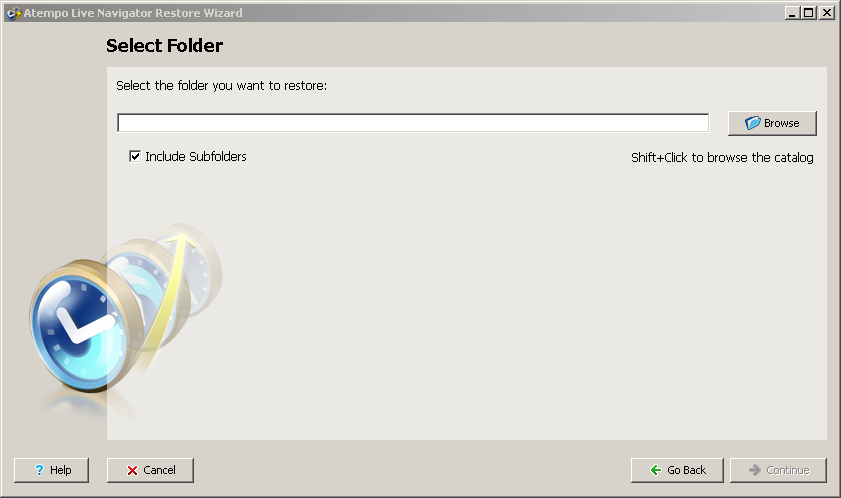 Live Navigator Restore di una cartella cancellata - Select Folder