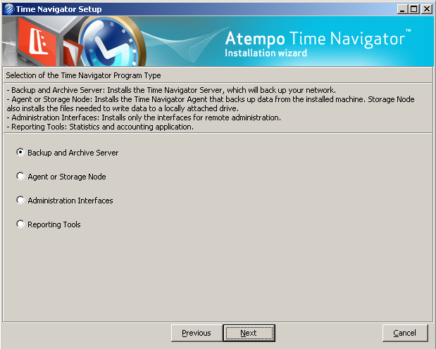 installazione server, agent o solo interfacce di amministrazione - Time Navigator 4.2