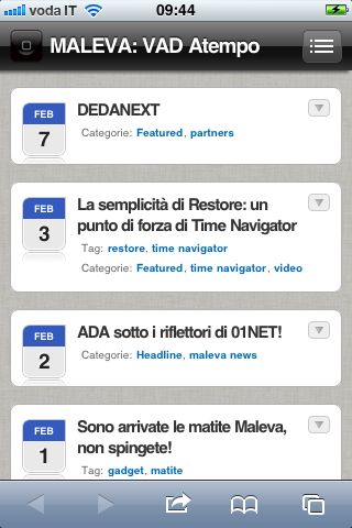 iPhone Maleva home page