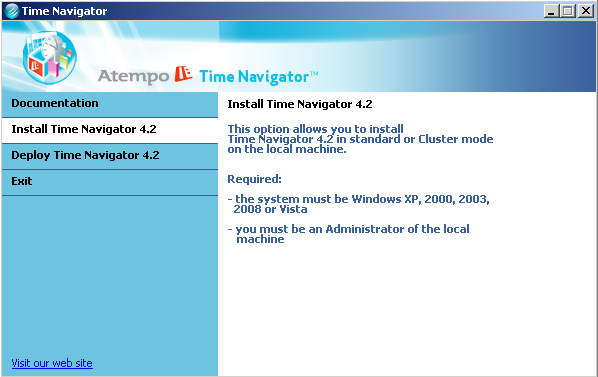 schermata di benvenuto - Time Navigator 4.2
